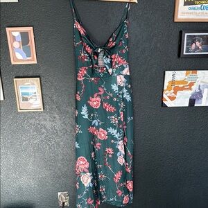 Floral Maxi Dress - Green and Pink